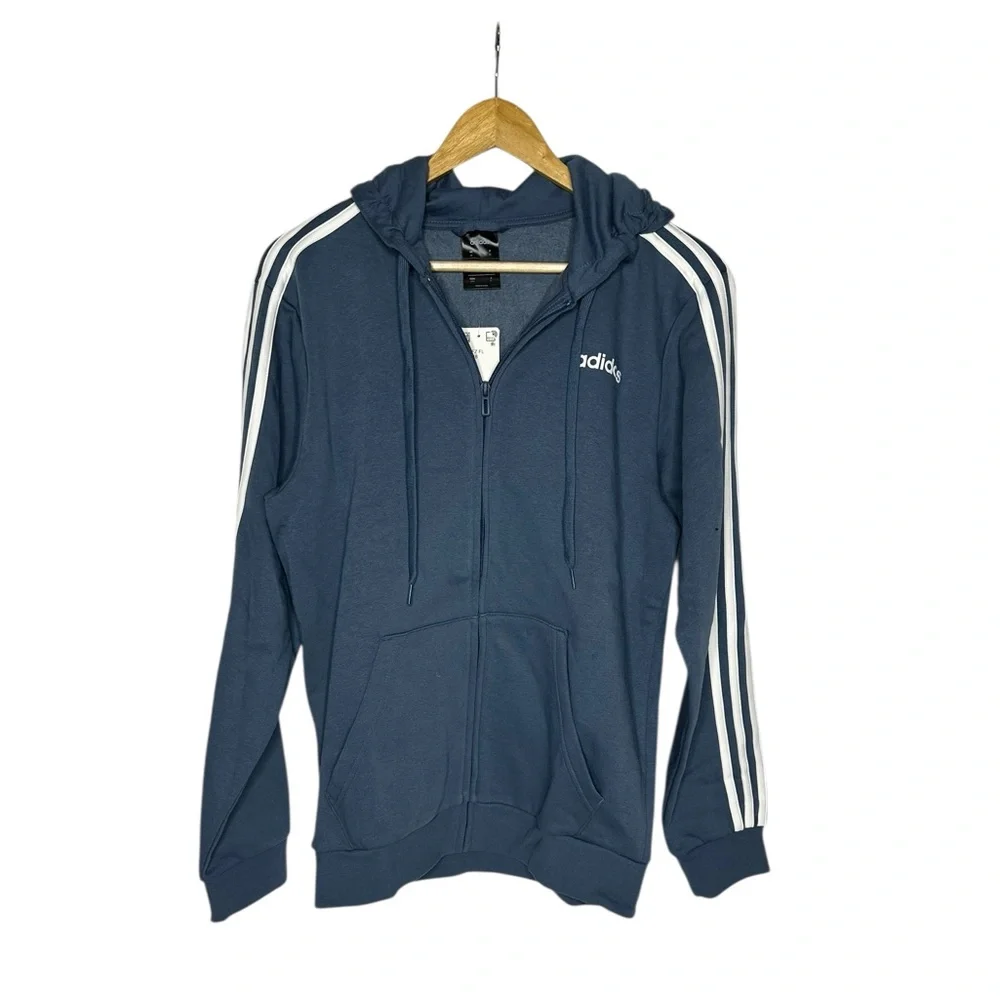 NWT Men’s Adidas Essentials 3 Stripe Zip Up Hoodie m